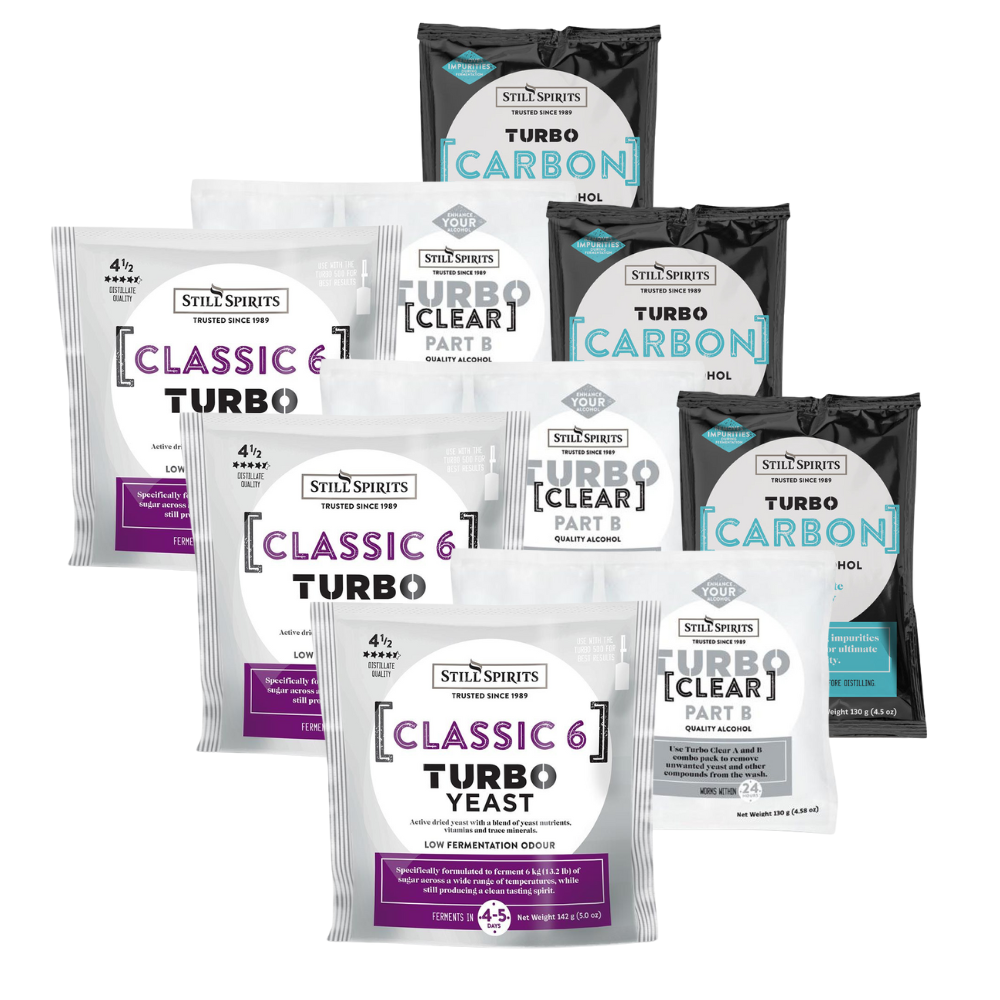 Still Spirits Turbo Classic 6 YEAST, Carbon & Clear — turbo yeast for home distilling