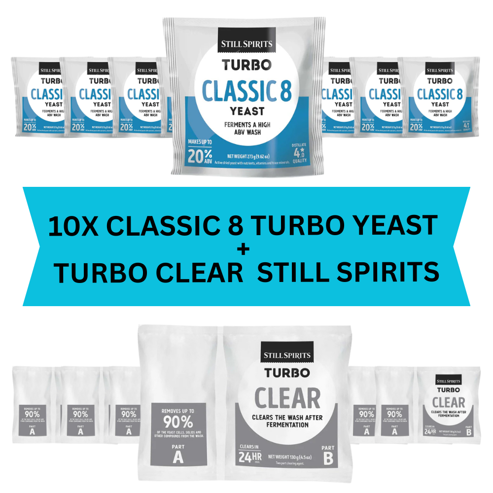 Still Spirits Classic 8 10 Pack - Turbo Yeast & Turbo Clear | 10 x 25L