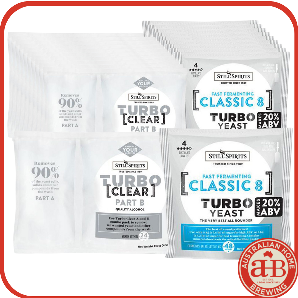 Still Spirits Classic 8 10 Pack - Turbo Yeast & Turbo Clear | 10 x 25L