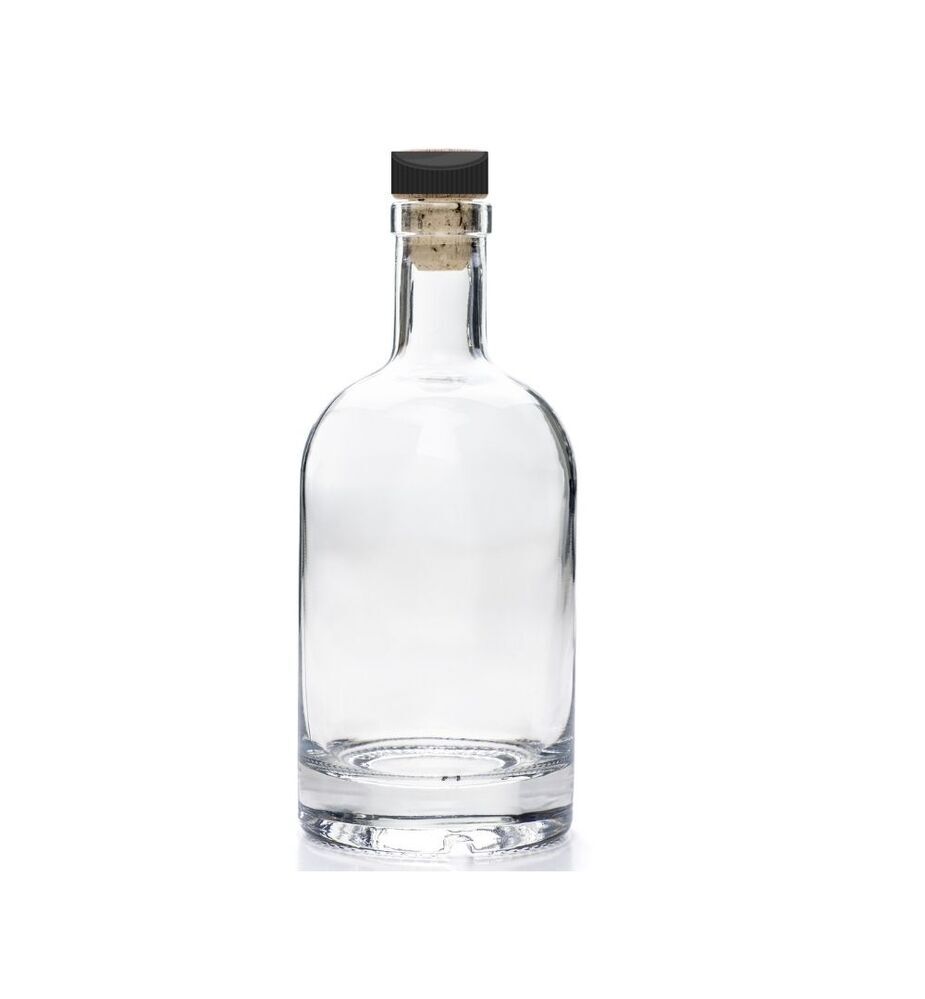 6x Craft Spirit Bottle 500ml & Cork Top Cap