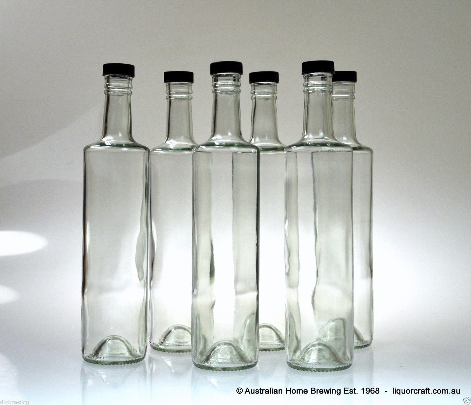 6x Spirit Bottle 700ml round & black plastic cap