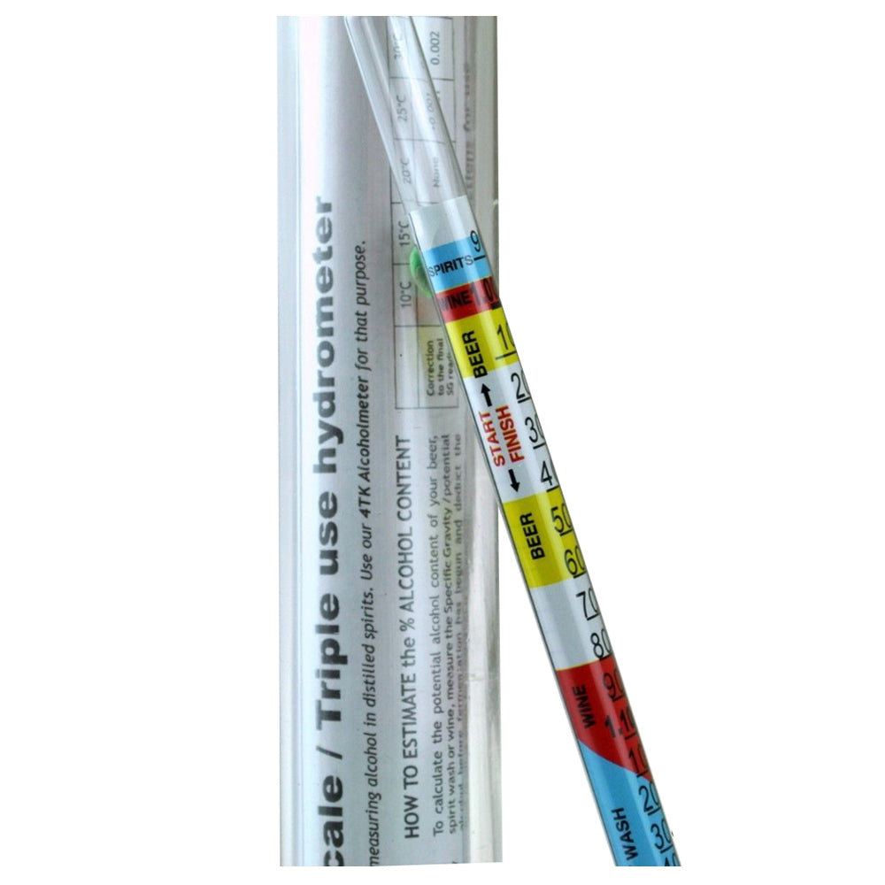 Hydrometer 3 scale & Test Flask Test Tube