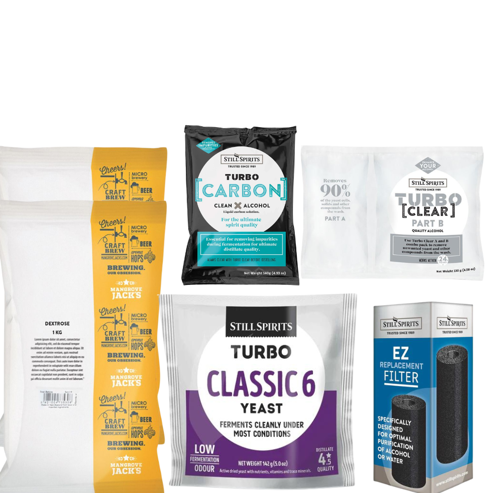Still Spirits Classic 6 Spirit Production Pack - 7kg Dextrose, Turbo Yeast, Turbo Carbon, Clear & EZ Filter