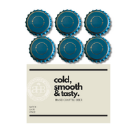 Lagoon Blue Bottle Cap & Custom Label Combo – 250 Caps + 30 Labels - brewery print image