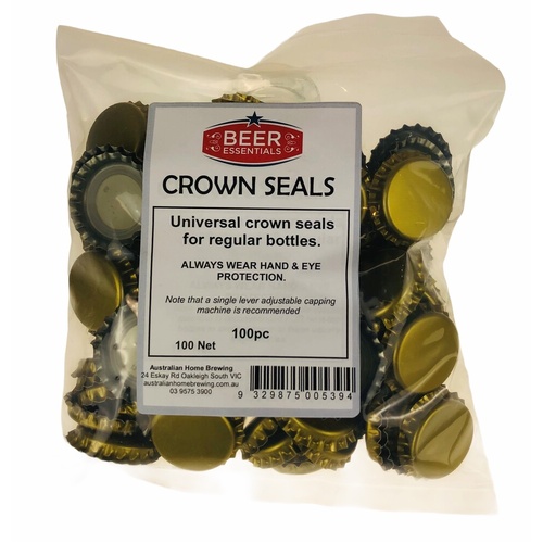 Crown Seals x 100 Gold Beer Bottle Caps