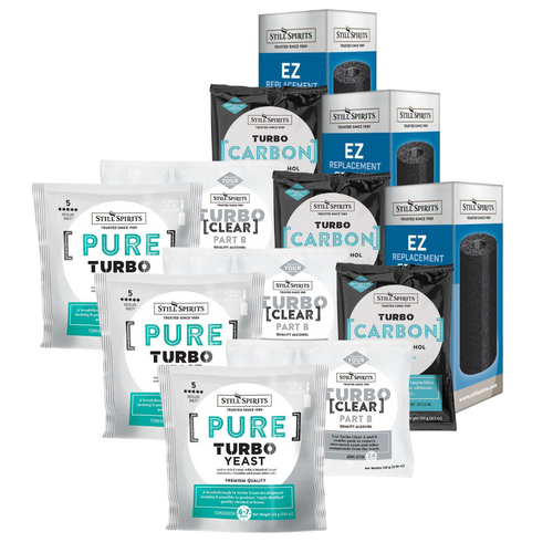 3 Pack Pure Turbo Yeast, Turbo Clear Turbo Carbon, EZ Carbon