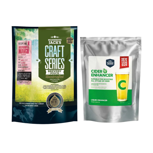 Mangrove Jacks Craft Series Raspberry & Mango Cider 2.4kg + Cider Enhancer 1.2kg