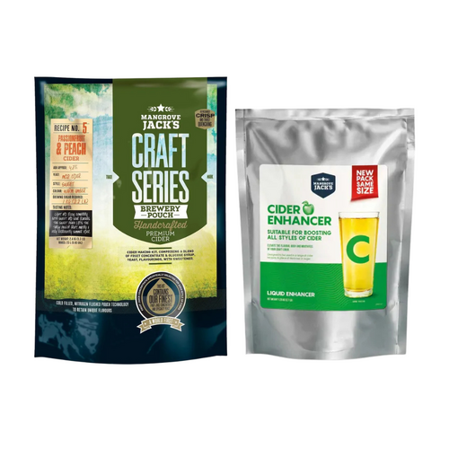 Mangrove Jacks Craft Series Peach & Passionfruit Cider 2.4kg + Cider Enhancer 1.2kg