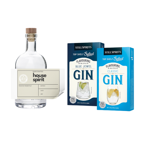 Classic Gin Gift Pack - Classic Blue Jewel & Classic Gin - + 6 Pack of Bottles & Labels
