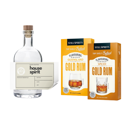 Classic Rum Gift Pack - Classic Queensland Gold- Spiced Gold + 6 Pack of Bottles & Labels