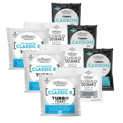 3 Pack Still Spirits Turbo Classic 8 Yeast Turbo Carbon & Turbo Clear 