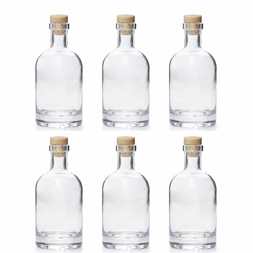 6x Craft Spirit Bottle 500ml & Cork Top Cap