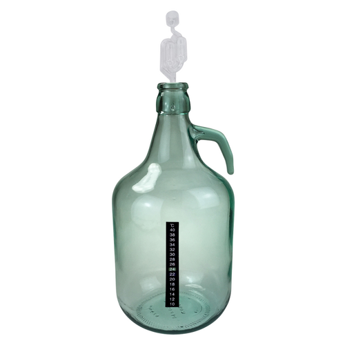 Glass Bottle Demijohn 5L with bung, airlock and thermometer