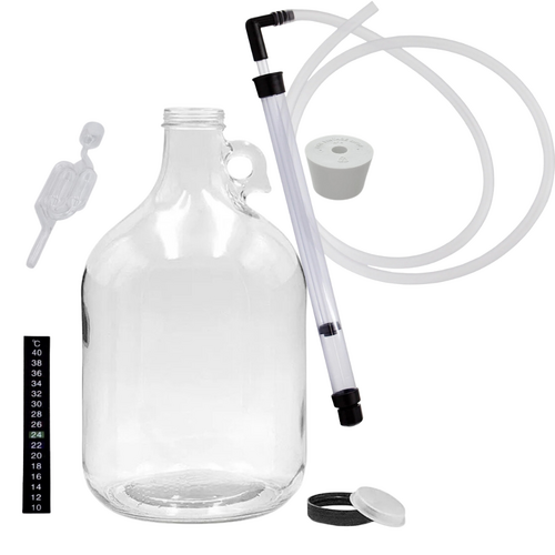 Glass Bottle 5L Brewing Kit - with Syphon  bung, airlock and thermometer