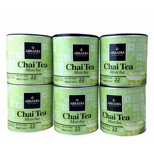 6x Arkadia Chai Matcha Green Tea Latte 440g 
