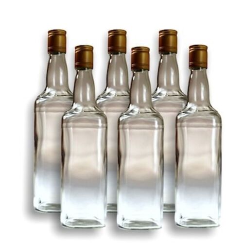 6x Spirit Bottles Jimmy Square & Cap 700ml