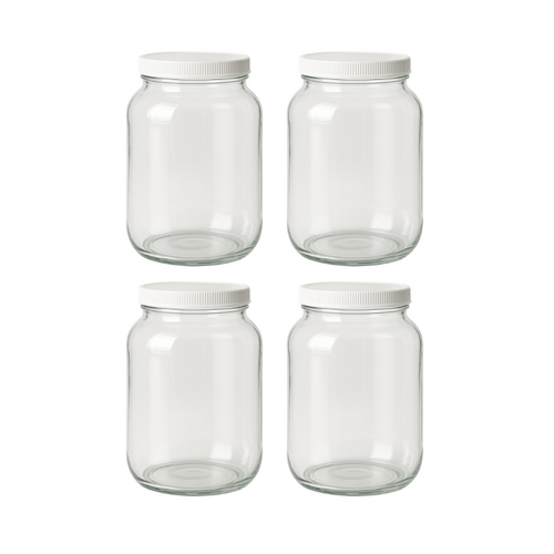 4 Pack Gallon Glass Jar & Lid - 3.8 L