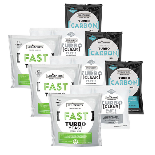 3 Pack Fast Turbo Yeast, Turbo Carbon, Turbo Clear 
