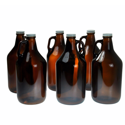 Growler Beer Bottle 1.9lt  / 64oz x 6 with metal screw cap
