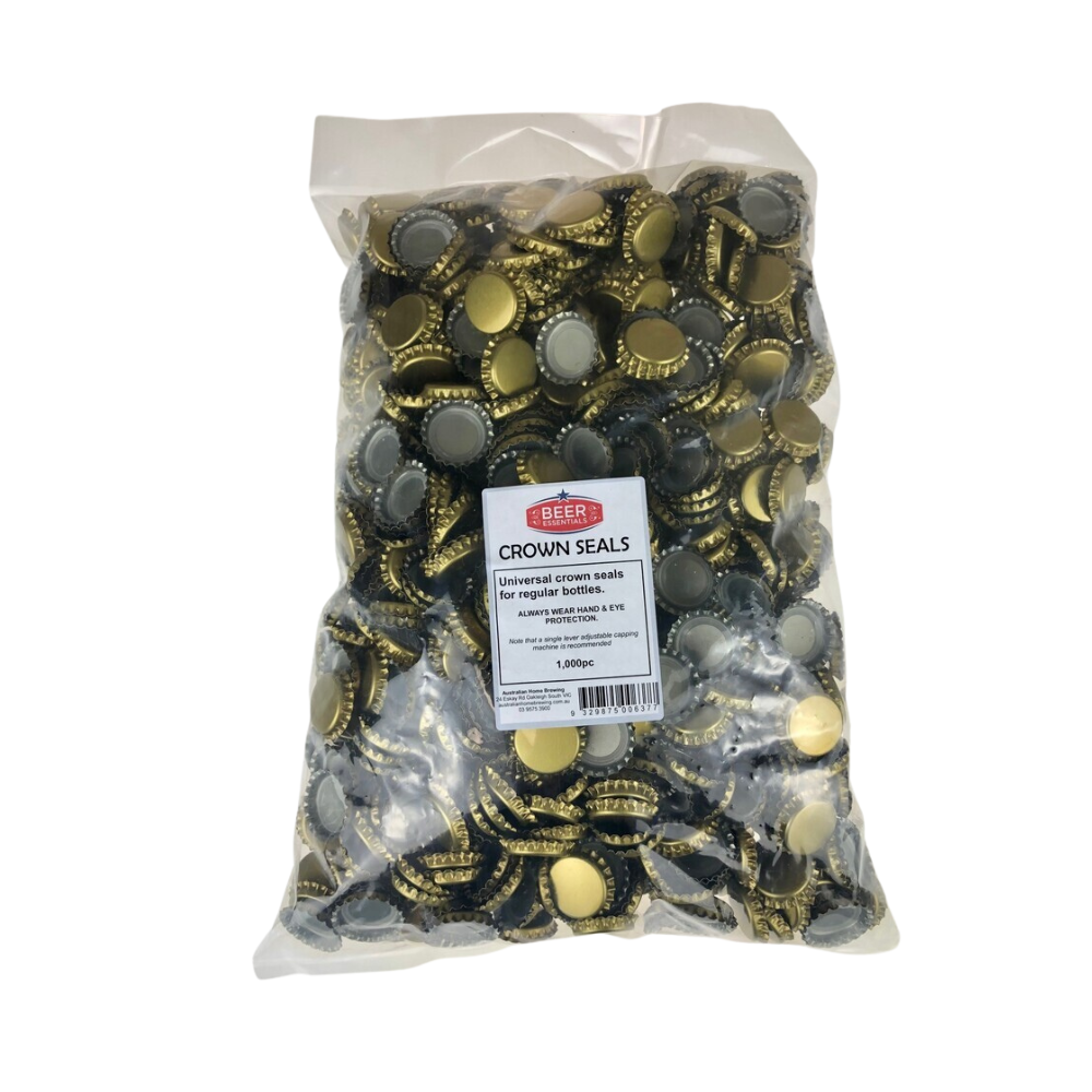 Crown Seals x 500 Gold Beer Bottle Caps — homebrew bottles and capping equipment