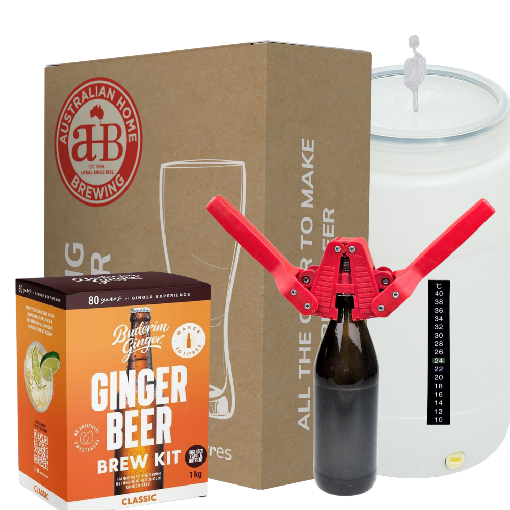 AHB Ginger Beer Making Starter Kit - Twin-Lever Capper - Buderim — Ginger Beer extract homebrew kit