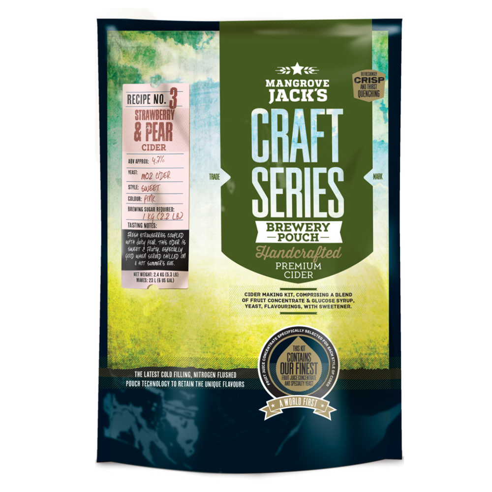Mangrove Jacks Craft Series Cider Strawberry & Pear — Cider extract homebrew kit
