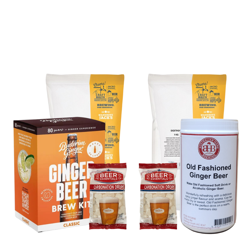 The Double Ginger Brew Pack - Buderim & Old Fashioned Ginger Beer — Ginger Beer extract homebrew kit