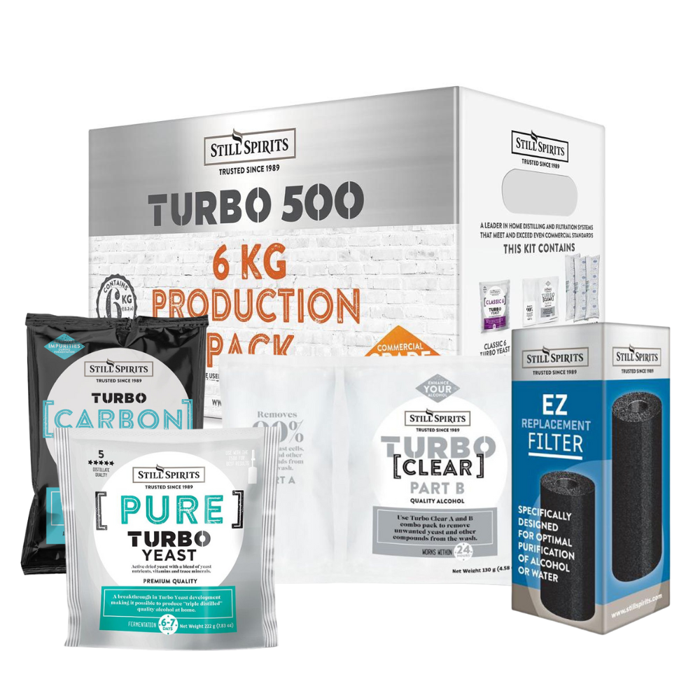 Spirit Production Pack Turbo Pure 6kg with Turbo Pure, Turbo Carbon Turbo Clear, EZ Cartridge — brewing additive for homeb...