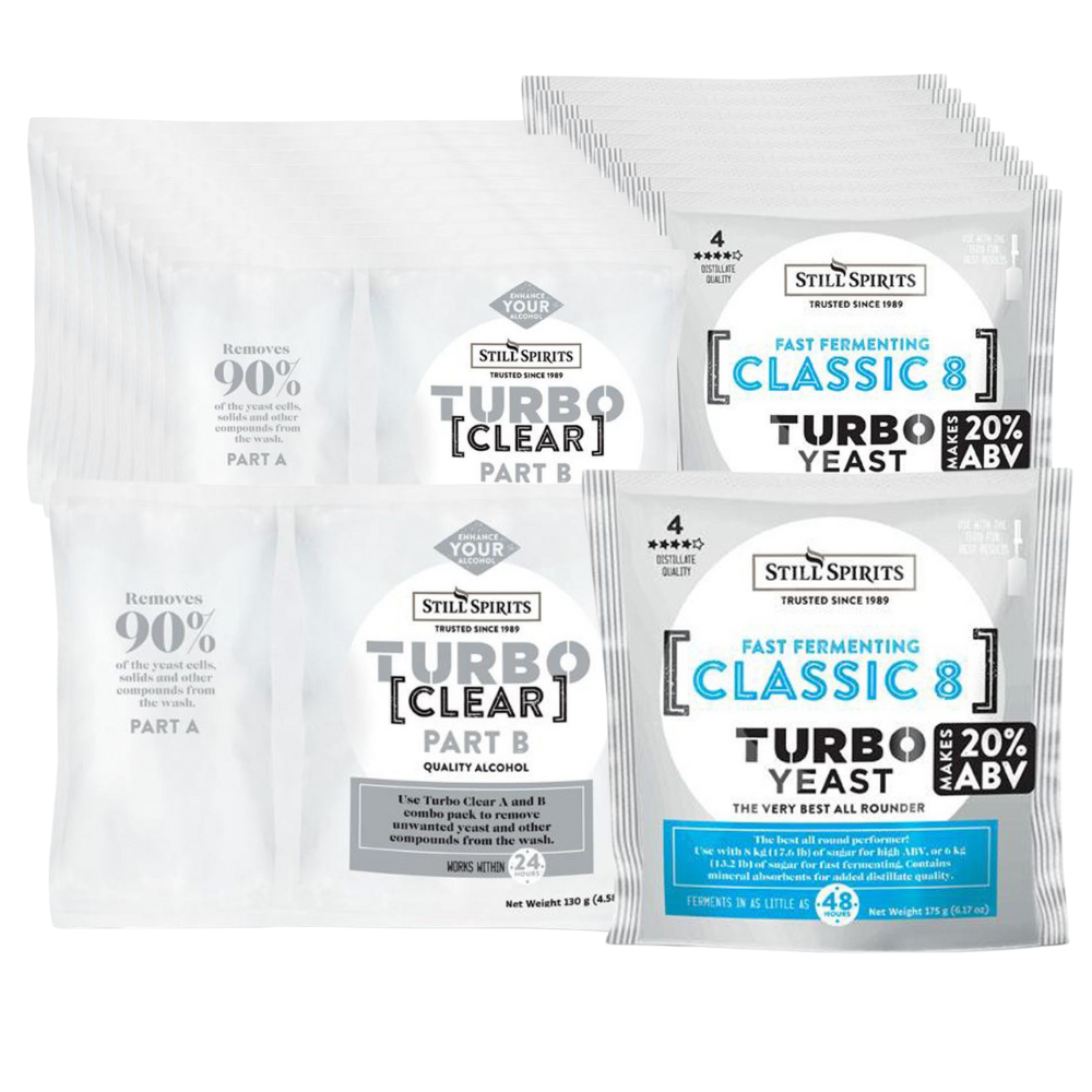 Still Spirits Turbo Classic 8 Yeast & Turbo Clear 10 pack — turbo yeast for home distilling