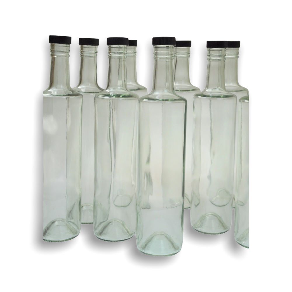 6x Spirit Bottle 700ml round & black plastic cap
