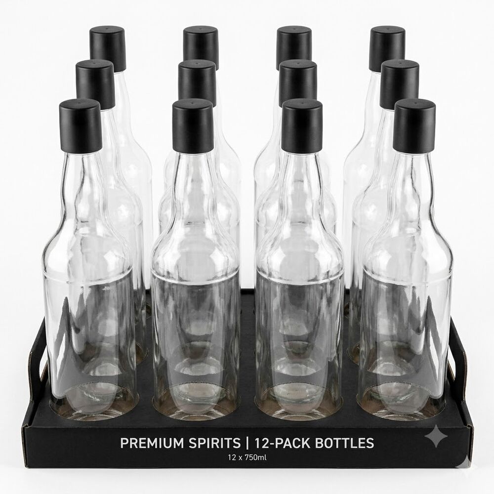 12x Spirit Bottles Whiskey & Cap 700ml