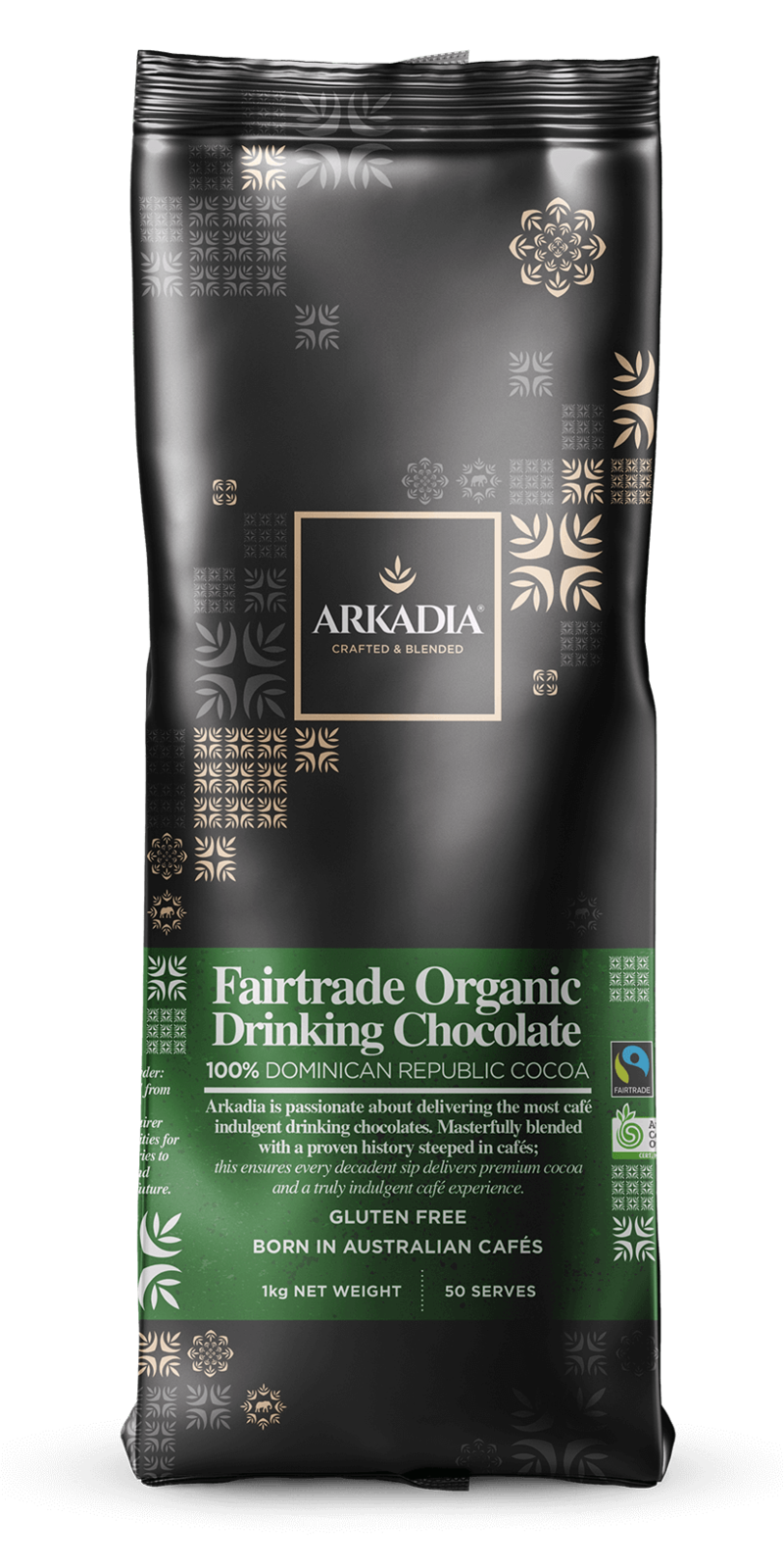 Arkadia Organic Drinking Chocolate Gluten Free 1kg — café and beverage supplies