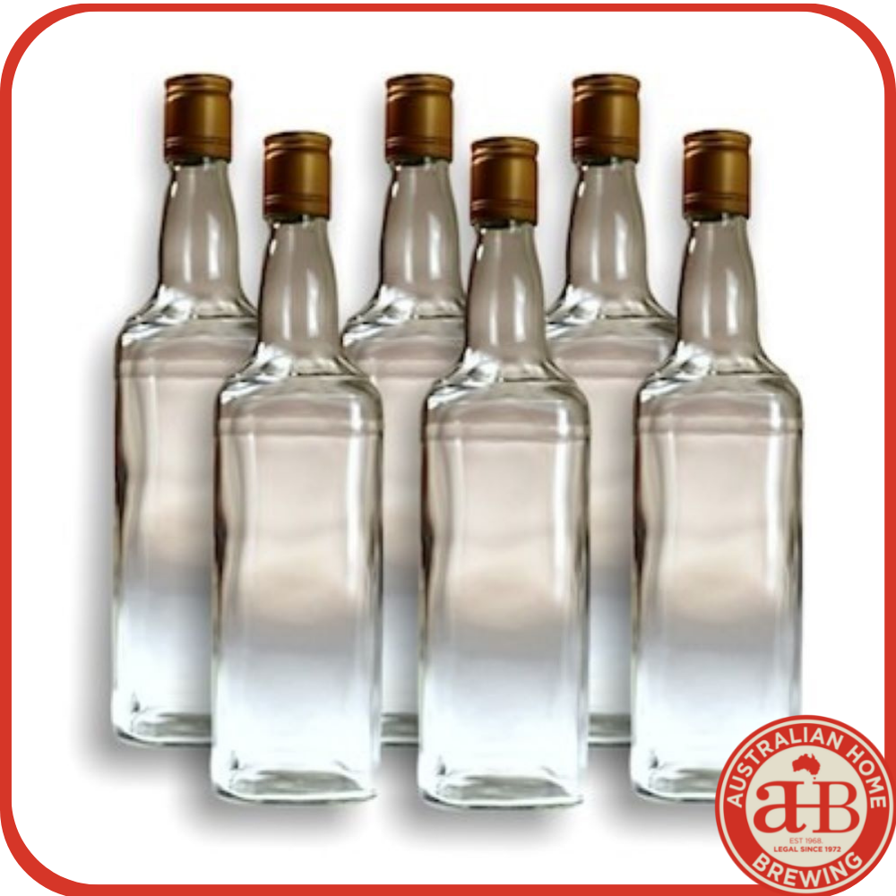 6x Spirit Bottles Jimmy Square & Cap 700ml
