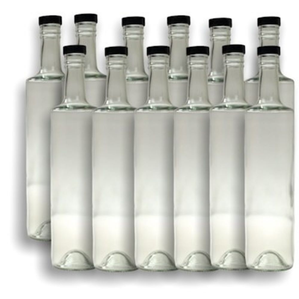 Spirit Bottle 700ml round & black plastic cap — homebrew bottles and capping equipment