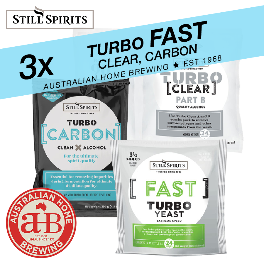 3 Pack Fast Turbo Yeast, Turbo Carbon, Turbo Clear