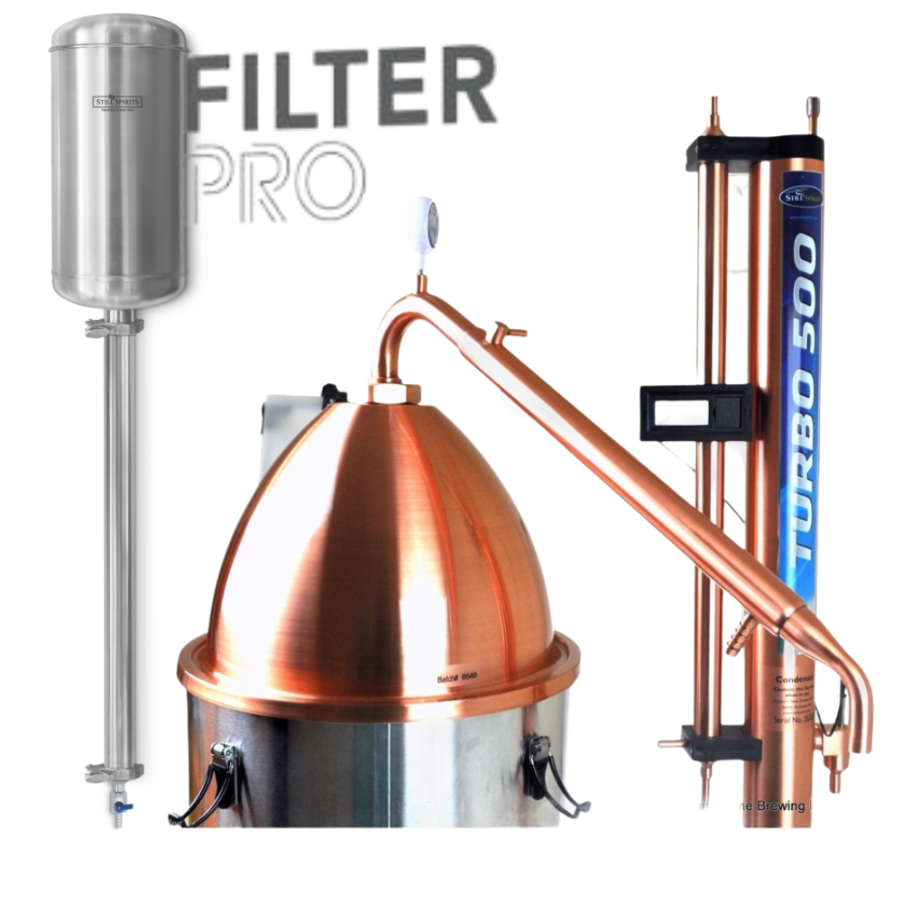 ULTIMATE TURBO 500 COPPER, ALEMBIC POT STILL & FILTER PRO SYSTEM Distillery Kit — turbo yeast for home distilling