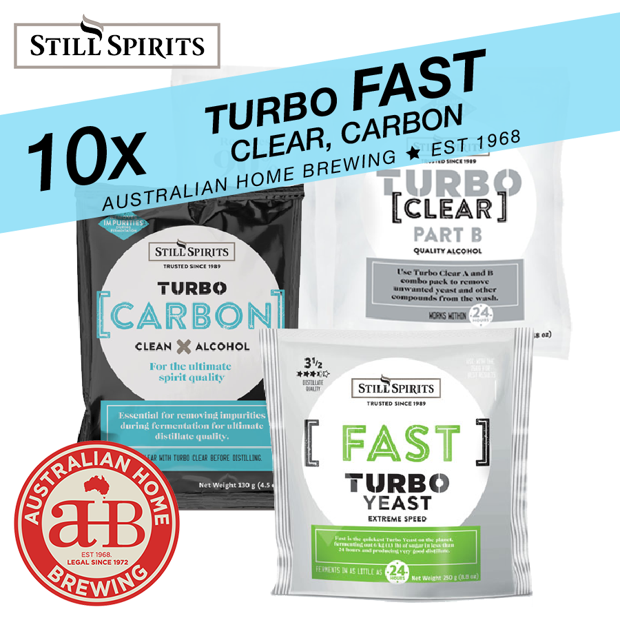 10 Pack Fast Turbo Yeast, Turbo Carbon, Turbo Clear
