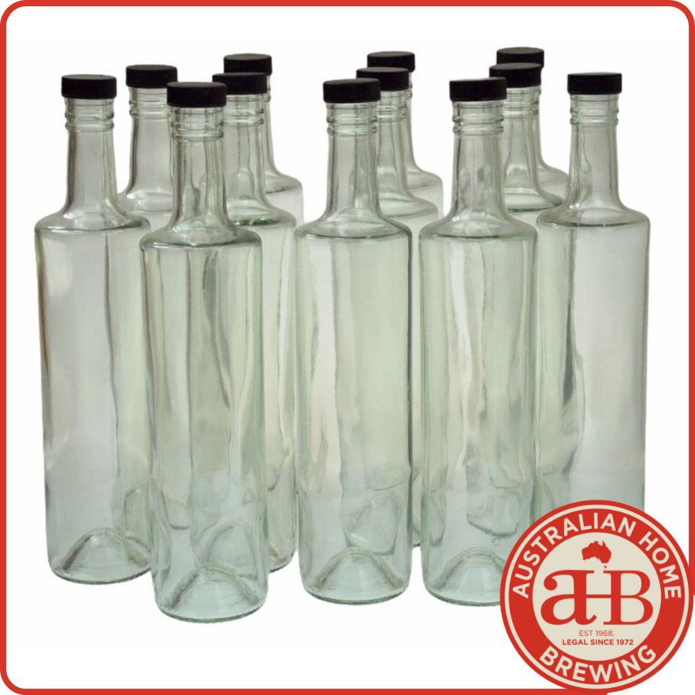 24x Spirit Bottle 700ml round & black plastic cap