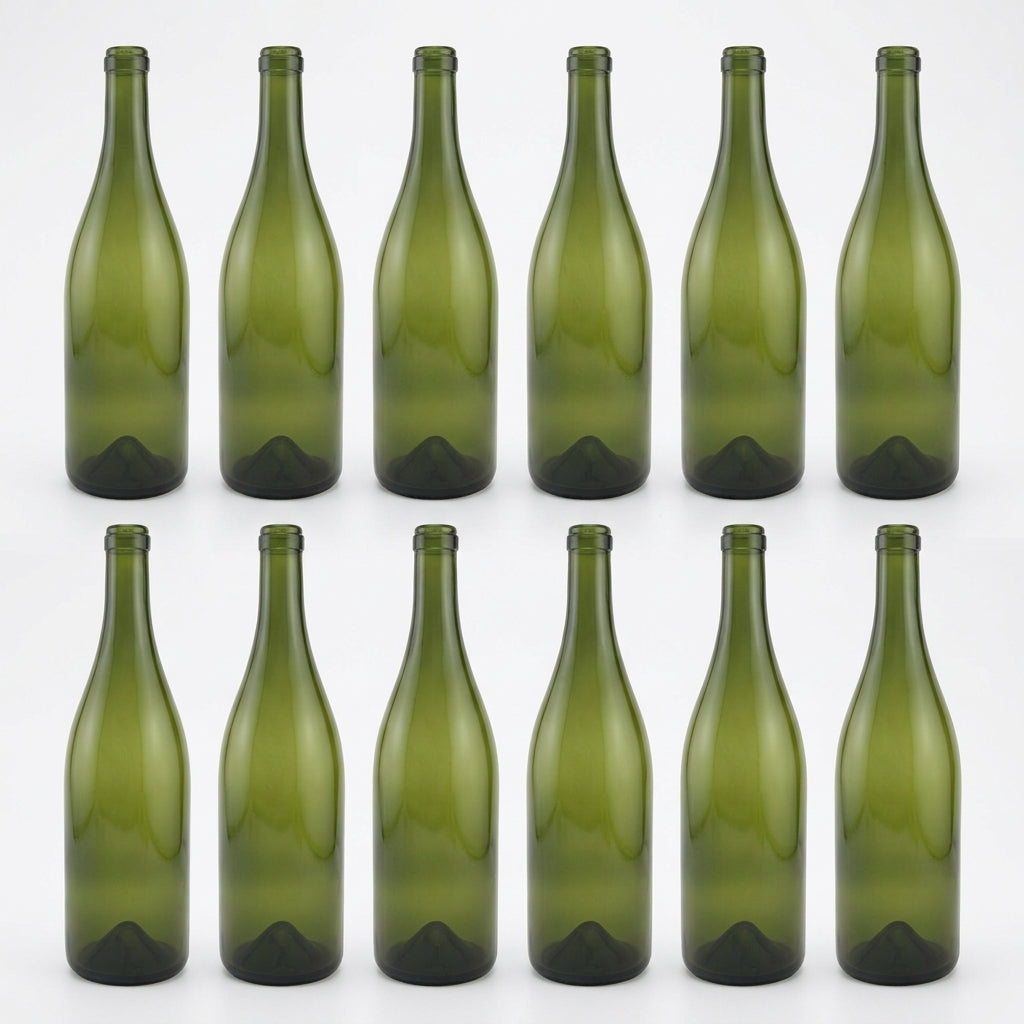 Carton of 12 x 750ml antique green wine bottles