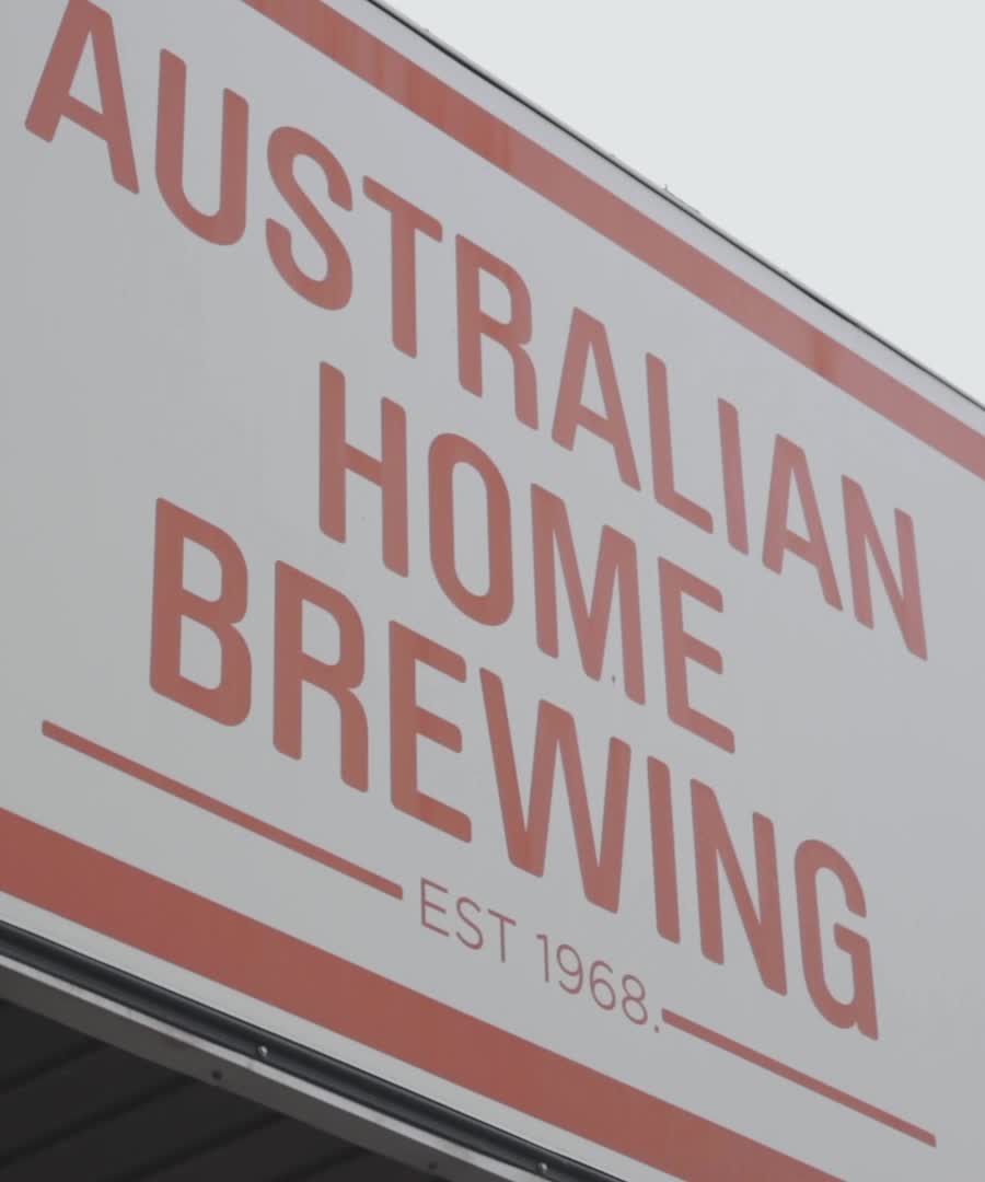 Australian Home Brewing shopfront sign, established 1968